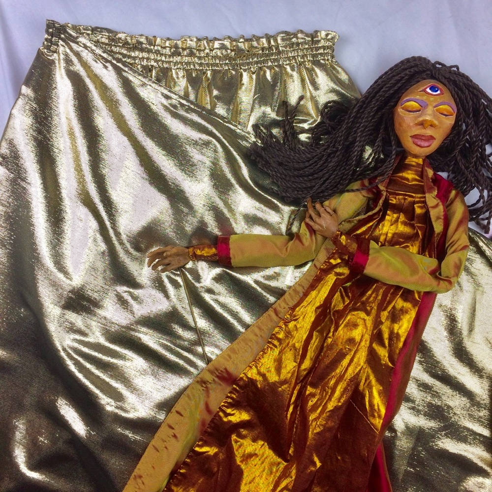 Vintage Gold Lamé Wraparound Skirt